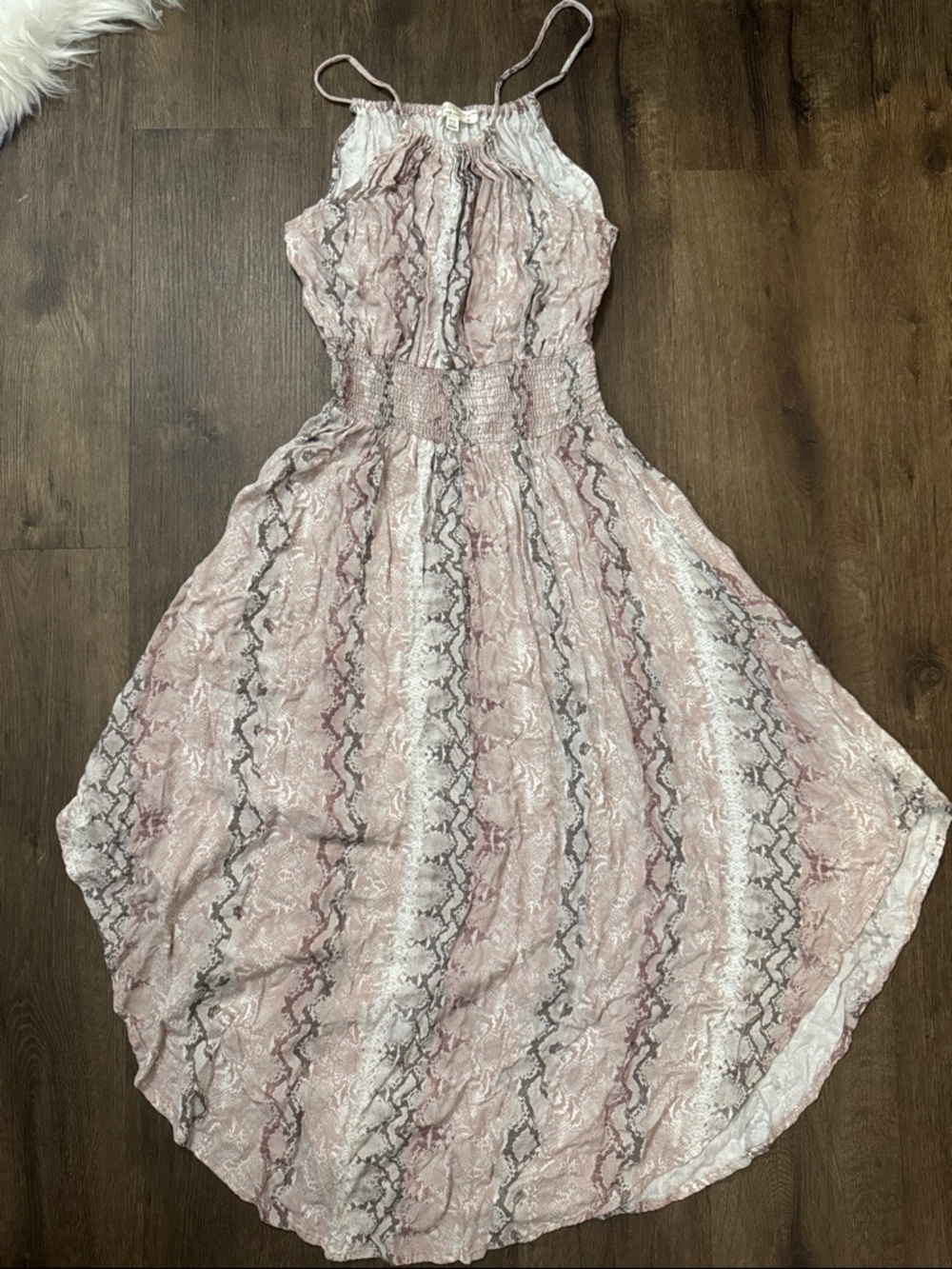 Pink Snake Print Halter Maxi Dress